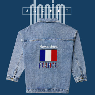 Veste En Jean France et Drapeau Français Personnalisation Blanch