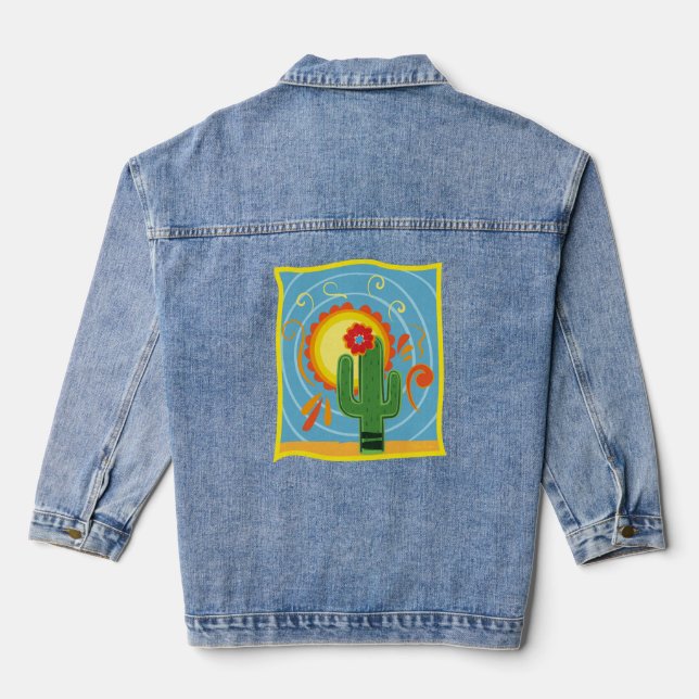 Veste En Jean Frida Kahlo Cactus Graphic (Verso)