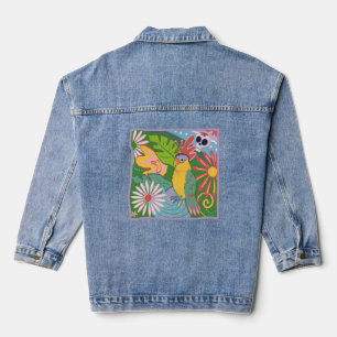 Veste En Jean Frida Kahlo Parrot Graphic