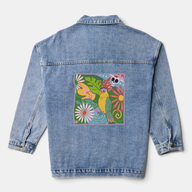 Veste En Jean Frida Kahlo Parrot Graphic (Verso)