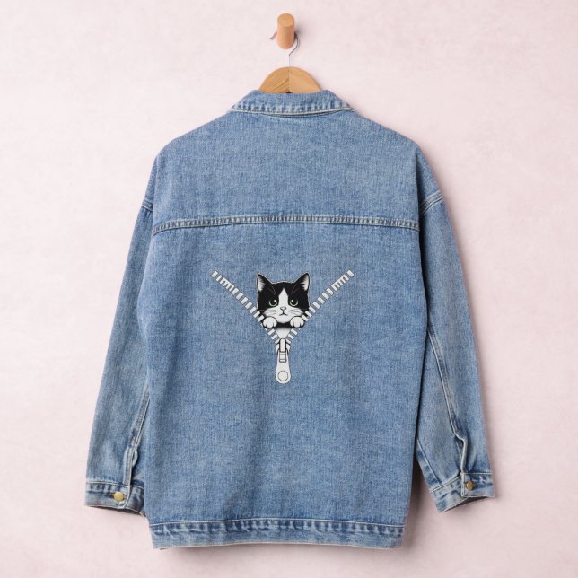 Veste En Jean Funny Cat Kitten Peek (Hangar)