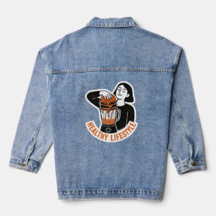 Veste En Jean Funny Healthy Lifestyle Burger Blender Linogravure