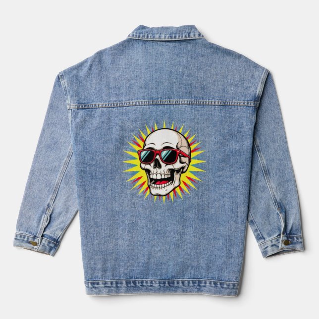 Veste En Jean **Funny Skull With Sunglasses – Cartoon Laughing S (Verso)