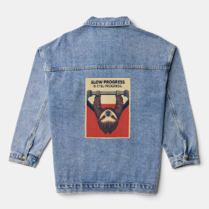 Veste En Jean Funny Sloth Gym Motivation Poster - Slow Progress 
