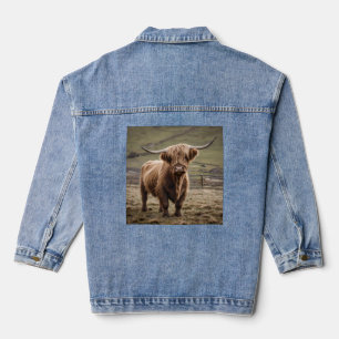 Veste En Jean **"Furry Majesty : The Woolly Brown Highland Cow"*