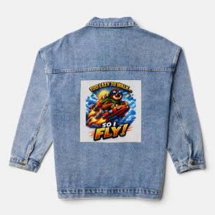 Veste En Jean Fusée de paresseux drôle Mème, Trop paresseux pour