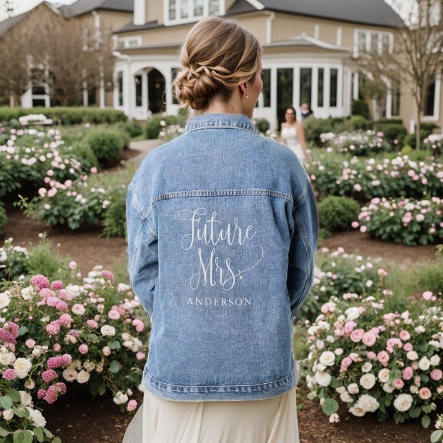 Veste En Jean Futur Mme Bride Mariage Calligraphie (Mariage Retour)