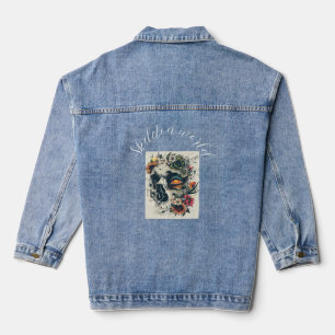 Veste En Jean Futur squelette femme et fleurs florales