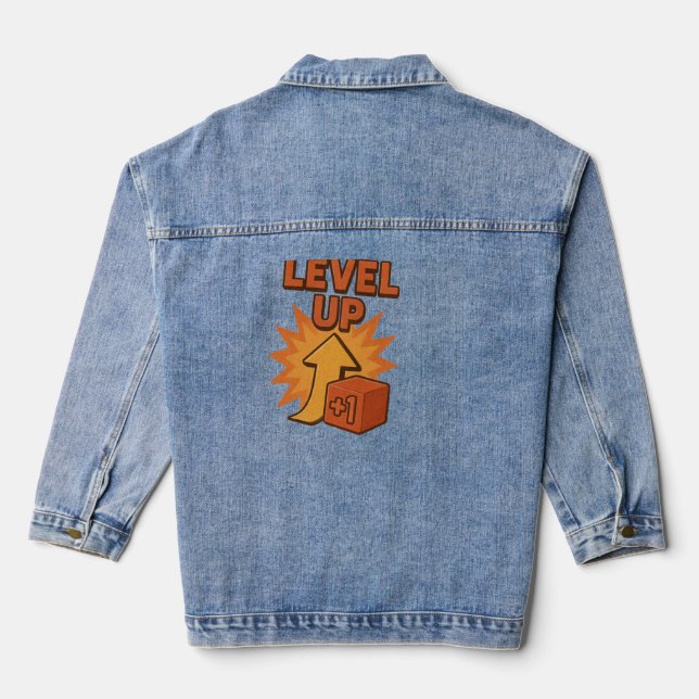 Veste En Jean Gamer Level  Up Men T-shirt women Jean Jacket (Verso)