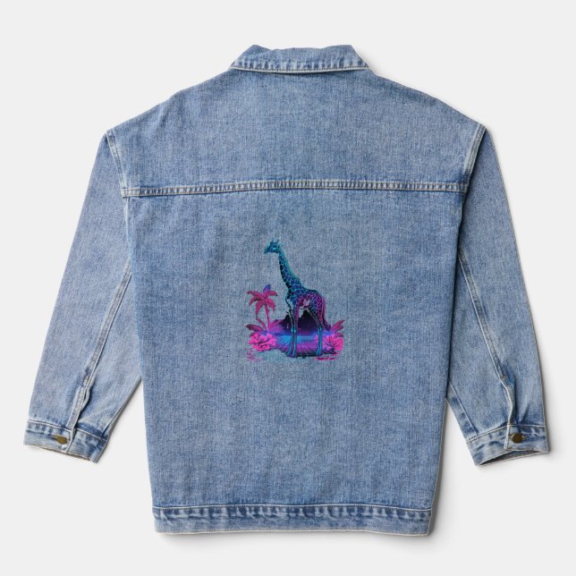 Veste En Jean Giraffe Synthwave Vaporwave Art (Verso)