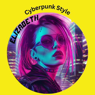 Veste En Jean Girl in the city style cyberpunk