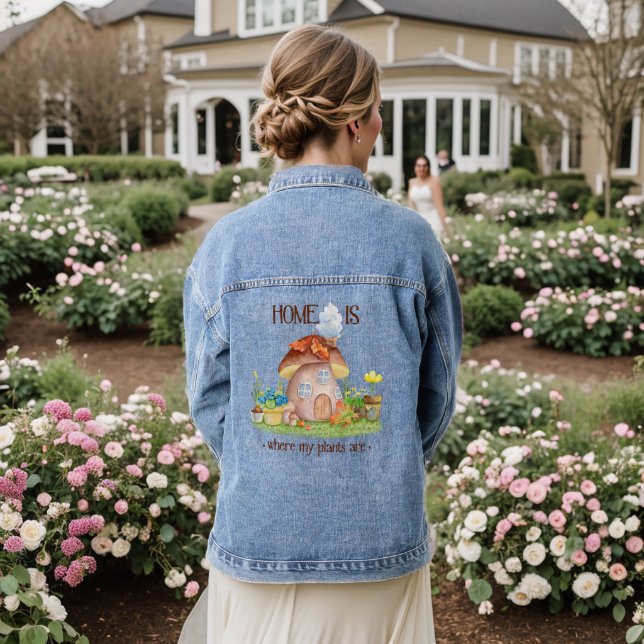 Veste En Jean Gnome home champignon jardin plante fleurs (Mariage Retour)