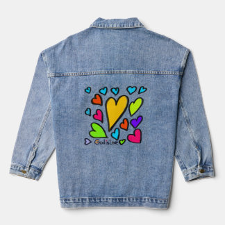 Veste En Jean God is Love with Hearts
