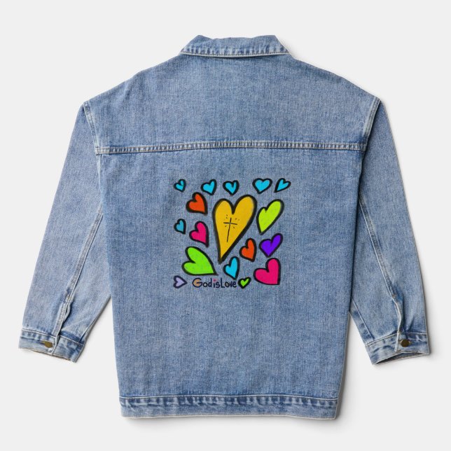 Veste En Jean God is Love with Hearts Cross (Verso)