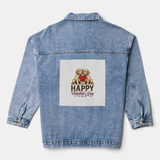 Veste En Jean Golden Retriever Joyeuse Saint-Valentin (Verso)