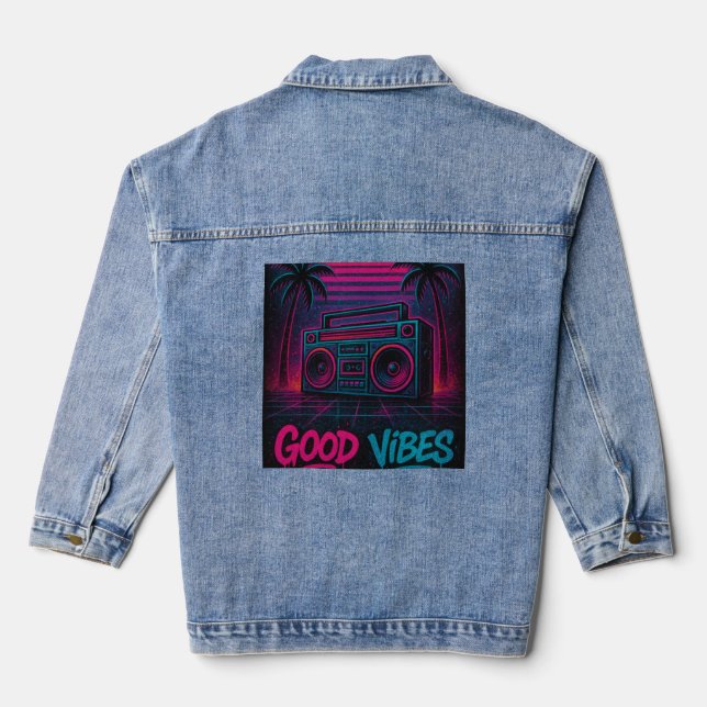 Veste En Jean Good Vibes Neon Synthwave Graffiti Mural (Verso)