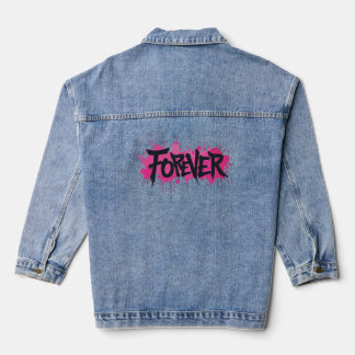 Veste En Jean Graffiti rose "FOREVER"