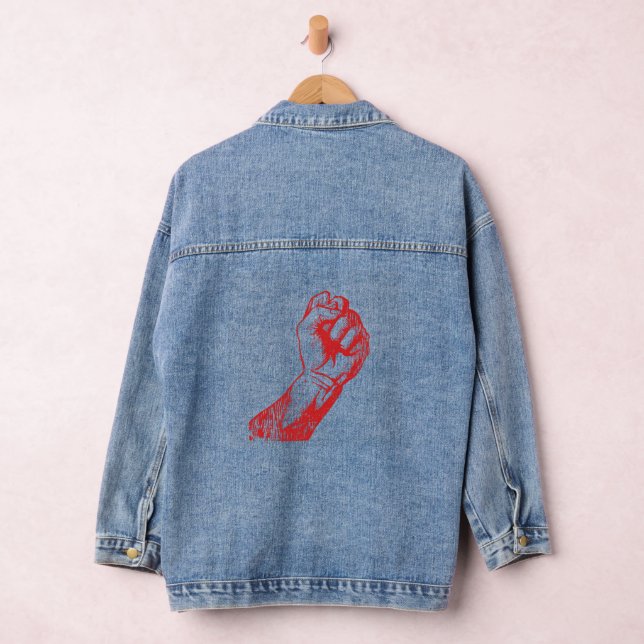 Veste En Jean Grand Poing Rouge Levant (Hangar)