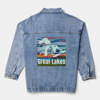 Veste En Jean Grands Lacs Art Vestimentaire Lever de soleil sur