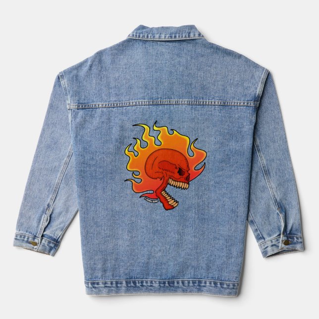 Veste En Jean Graphismes Crâne Flamboyant Screwball (Verso)