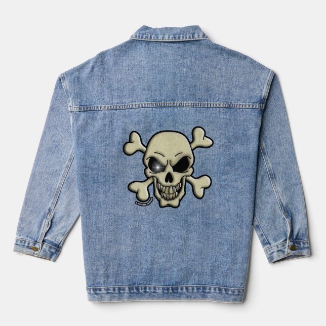Veste En Jean Graphismes Screwball Crâne Et Os (Verso)