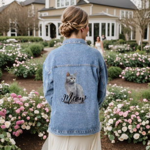 Veste En Jean Gray Meow Kitty Chat