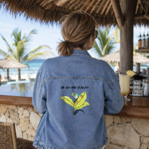Veste En Jean Grenouille aux yeux rouges Feuilles vertes Lavande