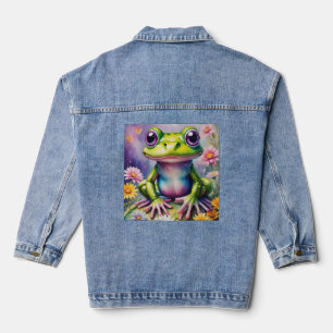 Veste En Jean Grenouille Avec Art numérique Fleur