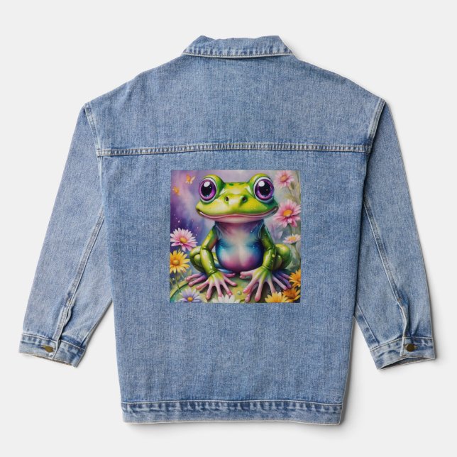 Veste En Jean Grenouille Avec Art numérique Fleur (Verso)