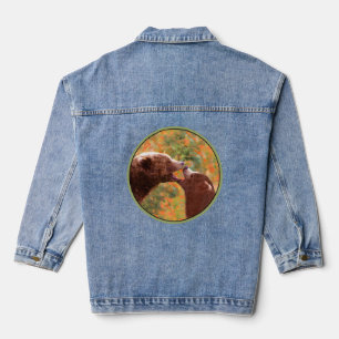 Veste En Jean Grizzly Bear Maman et Cub Peinture Faune Art