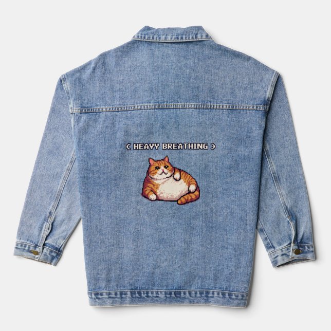 Veste En Jean Grosse respiration grasse mème de chat pixel art (Verso)