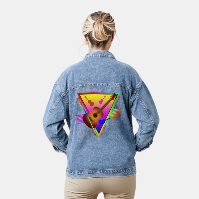 Veste En Jean Guitare Colorée Rétro (Modèle)