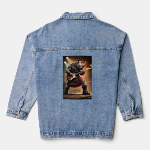 Veste En Jean Guitariste de Rhino en kilt faisant un rock intens
