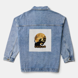 Veste En Jean Halloween Bouledogue Français Lune Citrouilles Som