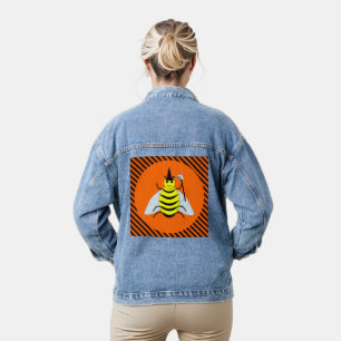 Veste En Jean Halloween Magic Bee Witch Orange et Black Stripes
