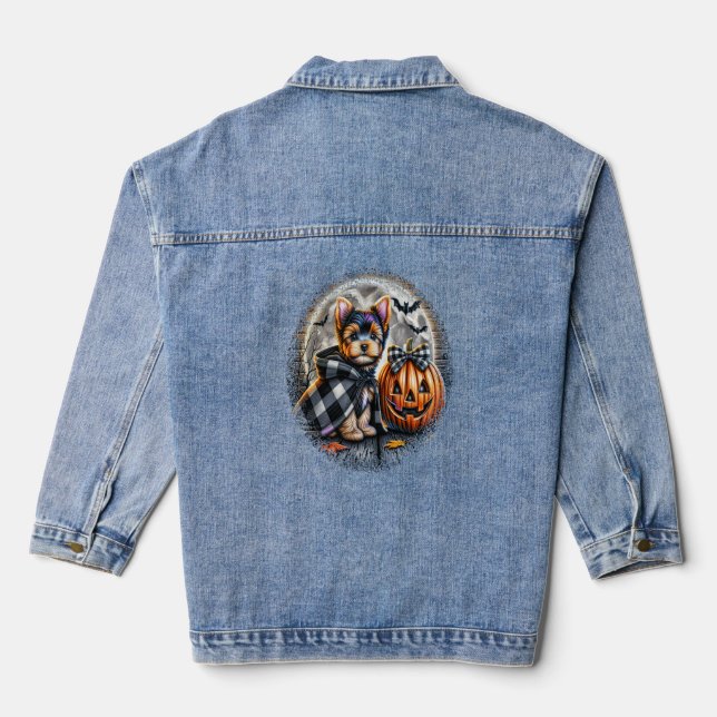 Veste En Jean Halloween Yorkie Dog (Verso)