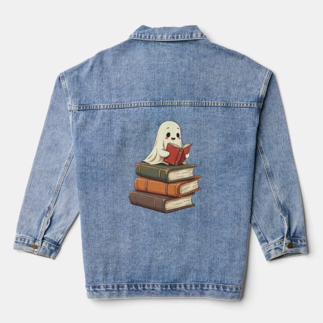 Veste En Jean Happy Ghost Reader - Funny Bookworm (Verso)