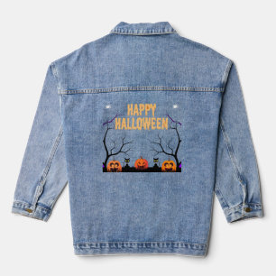 Veste En Jean Happy Halloween Citrouille & Chats Orange T-Shirt