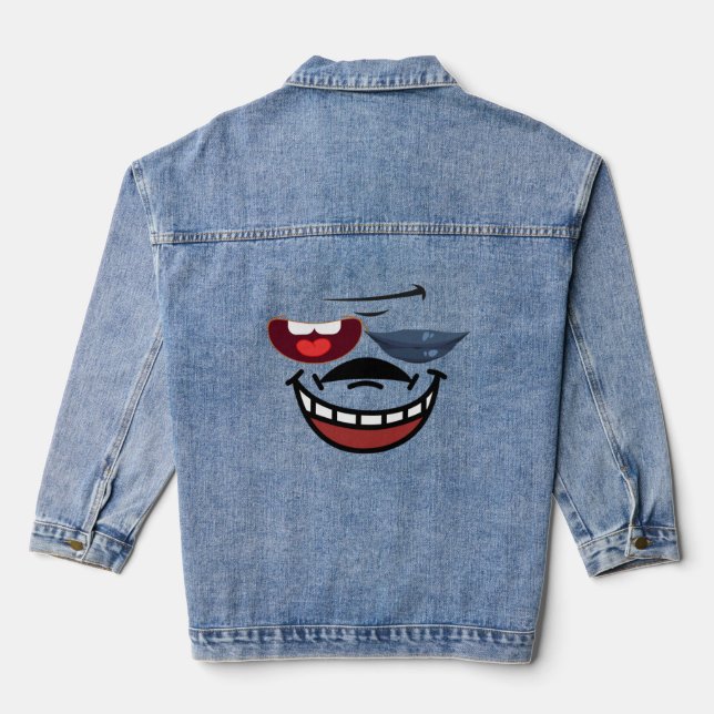 Veste En Jean Harmonie des lèvres et des dents : Design Emoji un (Verso)