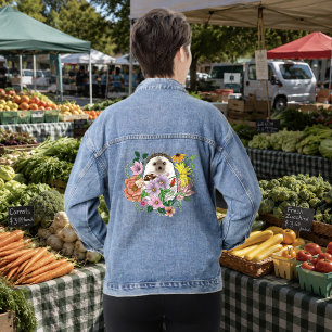 Veste En Jean Hérisson Mignon Fleurs Sauvages Colorées Forêt