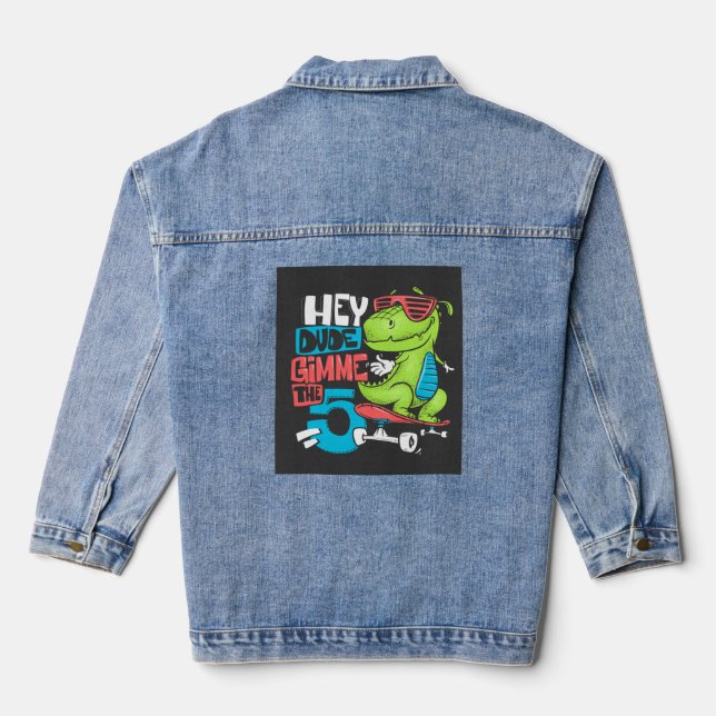 Veste En Jean Hey Dude Gimme 5" Patineur Dino Enfants (Verso)