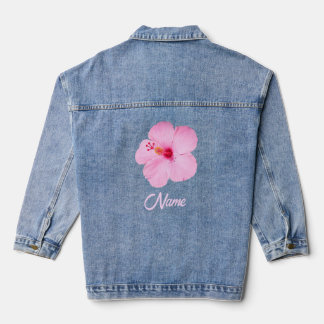Veste En Jean Hibiscus rose Fleur tropicale