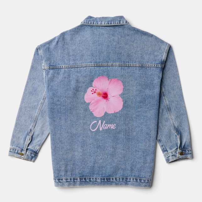 Veste En Jean Hibiscus rose Fleur tropicale (Verso)