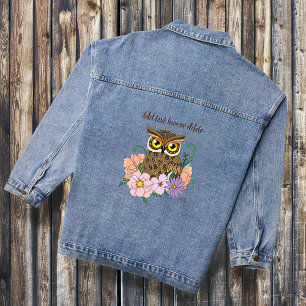 Veste En Jean Hibou Fleurs Printemps Pastel Vintage Fantaisiste 