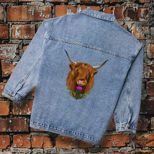 Veste En Jean Highland Scottish Vache Purple Celple Knot Work