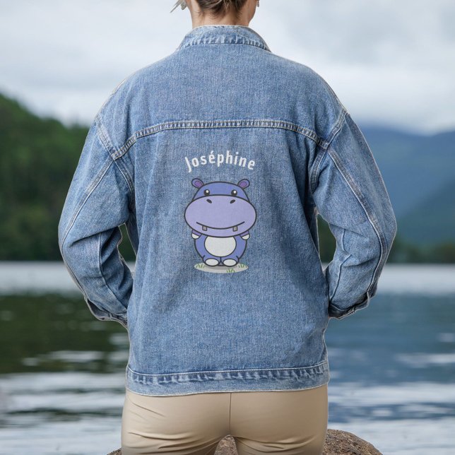 Veste En Jean Hippo mignon (Cute Hippo Denim Jacket)