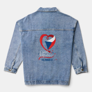 Veste En Jean Hlinsko République Tchèque Drapeau Coeur Lion Coto