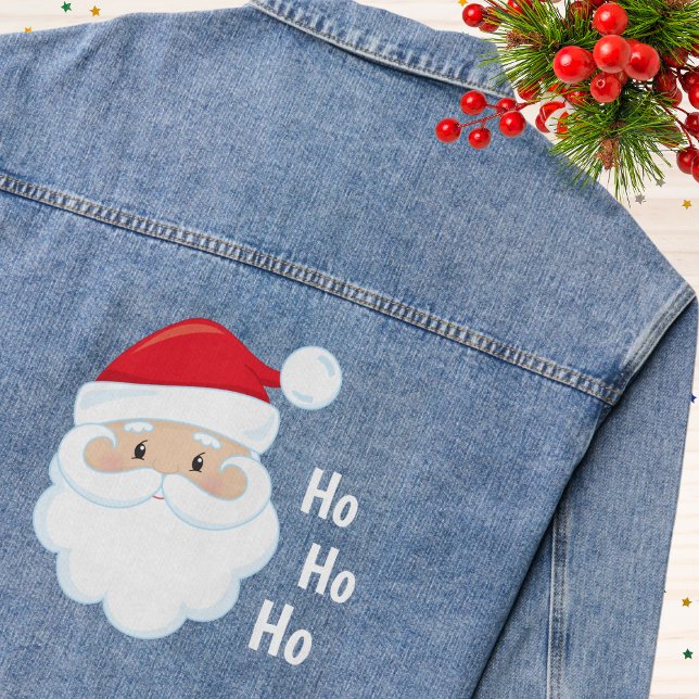Veste En Jean Ho Ho Ho Père Noël Face Noël Fêtes Rouge Blanc (Créateur téléchargé)