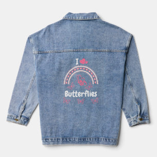 Veste En Jean I Heart Butterflies rose Papillons Citation Desig