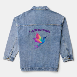 Veste En Jean I Love Hummers Exotic Rainbow Hummingbird Flying